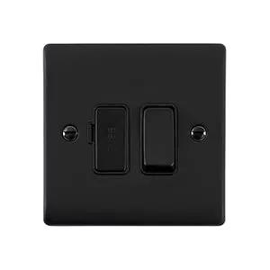 Saxby Sockets Raised Screwed 13A Switched Fused Spur Unit - Matt Black With Black Insert - Saxby Sockets Raised Screwed 13A Switched Fused Spur Unit - Matt Black With Black Insert
