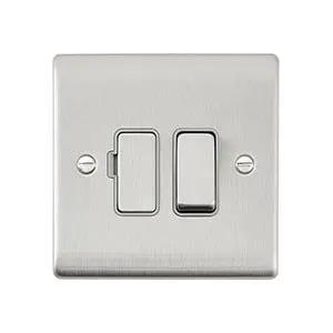 Saxby Sockets Raised Screwed 13A Switched Fused Spur Unit - Brushed Steel With Grey Insert - Saxby Sockets Raised Screwed 13A Switched Fused Spur Unit - Brushed Steel With Grey Insert