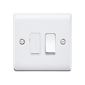 Saxby Sockets Raised Screwed 13A Switched Fused Spur Unit - Polished Chrome With White Insert - Saxby Sockets Raised Screwed 13A Switched Fused Spur Unit - Polished Chrome With White Insert