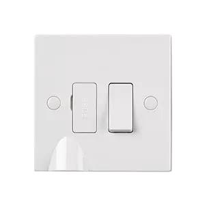 White Edge Square Edge 13A Switched Fused Spur Unit with Flex Outlet - White Edge Square Edge 13A Switched Fused Spur Unit with Flex Outlet