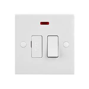 White Edge Square Edge 13A Switched Fused Spur Unit with Neon - White Edge Square Edge 13A Switched Fused Spur Unit with Neon