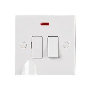 White Edge Square Edge 13A Switched Fused Spur Unit with Flex Outlet and Neon - White Edge Square Edge 13A Switched Fused Spur Unit with Flex Outlet and Neon