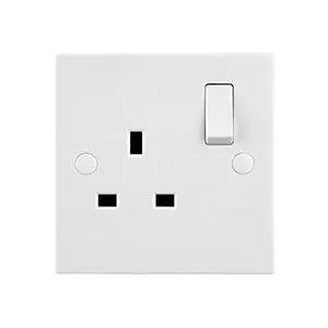 White Edge Square Edge 13A 1G SP Switched Socket - White Edge Square Edge 13A 1G SP Switched Socket