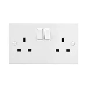 White Edge Square Edge 13A 2G DP Switched Socket - White Edge Square Edge 13A 2G DP Switched Socket