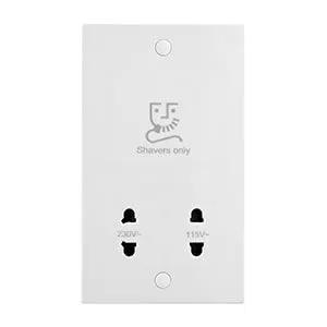 White Edge Square Edge Dual Voltage Shaver Socket - White Edge Square Edge Dual Voltage Shaver Socket