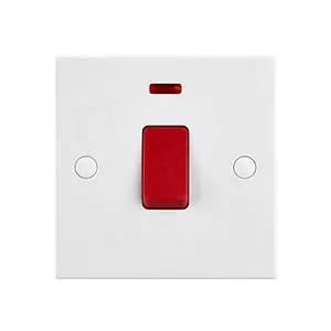 White Edge Square Edge 45A 1G DP Switch with Neon - White Edge Square Edge 45A 1G DP Switch with Neon