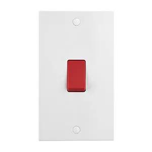 White Edge Square Edge 45A Large Plate DP Switch - White Edge Square Edge 45A Large Plate DP Switch