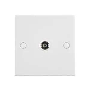 White Edge Square Edge Coax TV Socket (Non Isolated) - White Edge Square Edge Coax TV Socket (Non Isolated)