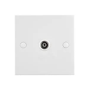 White Edge Square Edge Coax TV Socket (Isolated) - White Edge Square Edge Coax TV Socket (Isolated)
