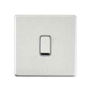Saxby Sockets Screwless 10AX 1G 2-Way Switch - Brushed Steel With Grey Insert - Saxby Sockets Screwless 10AX 1G 2-Way Switch - Brushed Steel With Grey Insert