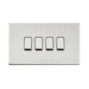 Saxby Sockets Screwless 10AX 4G 2-Way Switch - Brushed Steel With Grey Insert - Saxby Sockets Screwless 10AX 4G 2-Way Switch - Brushed Steel With Grey Insert