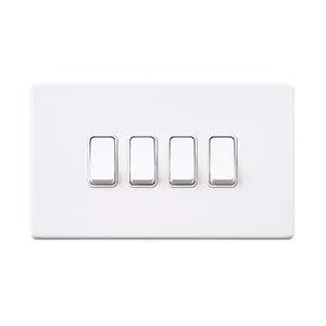 Saxby Sockets Screwless 10AX 4G 2-Way Switch - Matt White With White Insert - Saxby Sockets Screwless 10AX 4G 2-Way Switch - Matt White With White Insert