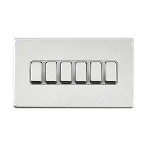 Saxby Sockets Screwless 10AX 6G 2-Way Switch - Brushed Steel With Grey Insert - Saxby Sockets Screwless 10AX 6G 2-Way Switch - Brushed Steel With Grey Insert