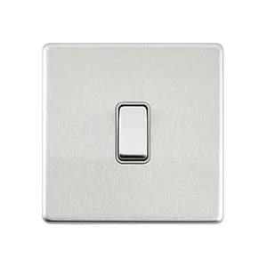 Saxby Sockets Screwless 10AX 1G Intermediate Switch - Brushed Steel With Grey Insert - Saxby Sockets Screwless 10AX 1G Intermediate Switch - Brushed Steel With Grey Insert
