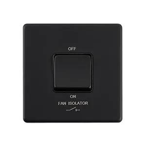 Saxby Sockets Screwless 10AX 1G 3-Pole Fan Isolator Switch - Matt Black With Black Insert - Saxby Sockets Screwless 10AX 1G 3-Pole Fan Isolator Switch - Matt Black With Black Insert