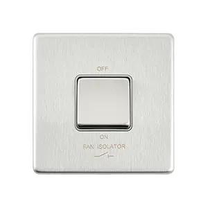 Saxby Sockets Screwless 10AX 1G 3-Pole Fan Isolator Switch - Brushed Steel With Grey Insert - Saxby Sockets Screwless 10AX 1G 3-Pole Fan Isolator Switch - Brushed Steel With Grey Insert