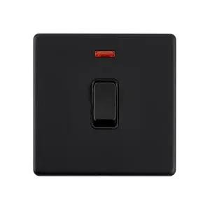 Saxby Sockets Screwless 20A 1G DP Switch With Neon - Matt Black With Black Insert - Saxby Sockets Screwless 20A 1G DP Switch With Neon - Matt Black With Black Insert