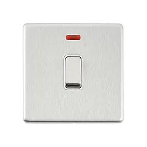 Saxby Sockets Screwless 20A 1G DP Switch With Neon - Brushed Steel With White Insert - Saxby Sockets Screwless 20A 1G DP Switch With Neon - Brushed Steel With White Insert