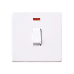 Saxby Sockets Screwless 20A 1G DP Switch With Neon - Matt White With White Insert - Saxby Sockets Screwless 20A 1G DP Switch With Neon - Matt White With White Insert