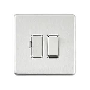Saxby Sockets Screwless 13A Switched Fused Spur Unit - Brushed Steel With Grey Insert - Saxby Sockets Screwless 13A Switched Fused Spur Unit - Brushed Steel With Grey Insert
