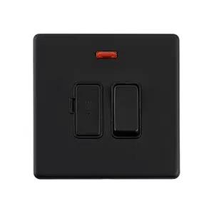 Saxby Sockets Screwless 13A Switched Fused Spur Unit with Neon - Matt Black With Black Insert - Saxby Sockets Screwless 13A Switched Fused Spur Unit with Neon - Matt Black With Black Insert