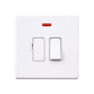 Saxby Sockets Screwless 13A Switched Fused Spur Unit with Neon - Matt White With White Insert - Saxby Sockets Screwless 13A Switched Fused Spur Unit with Neon - Matt White With White Insert