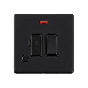 Saxby Sockets Screwless 13A Switched Fused Spur Unit with Flex Outlet and Neon - Matt Black With Black Insert - Saxby Sockets Screwless 13A Switched Fused Spur Unit with Flex Outlet and Neon - Matt Black With Black Insert