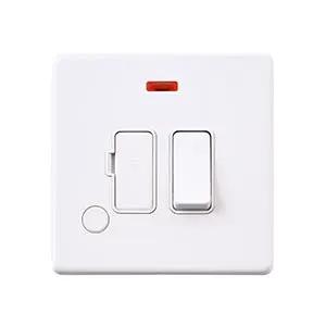 Saxby Sockets Screwless 13A Switched Fused Spur Unit with Flex Outlet and Neon - Matt White With White Insert - Saxby Sockets Screwless 13A Switched Fused Spur Unit with Flex Outlet and Neon - Matt White With White Insert