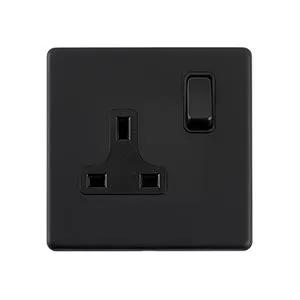 Saxby Sockets Screwless 13A 1G DP Switched Socket - Matt Black With Black Insert - Saxby Sockets Screwless 13A 1G DP Switched Socket - Matt Black With Black Insert