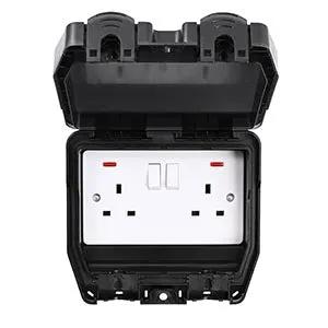 Saxby Electrical Weatherproof 13A 2G DP Switched Socket - Black - Saxby Electrical Weatherproof 13A 2G DP Switched Socket - Black