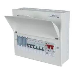 Electrical Lighting Wylex 10 Way 100A Isolator Metal Clad Consumer Unit with Type 2 SPD and 6 x RCBOs - Electrical Lighting Wylex 10 Way 100A Isolator Metal Clad Consumer Unit with Type 2 SPD and 6 x RCBOs